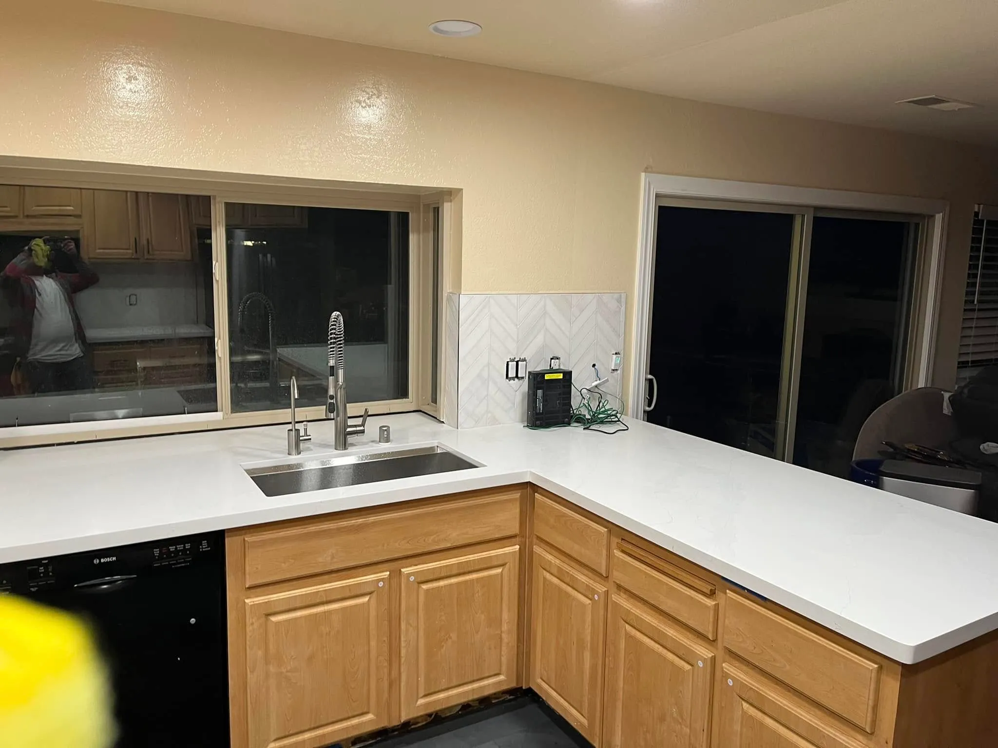 New quartz countertop with an undermount sink in a Vallejo kitchen remodel