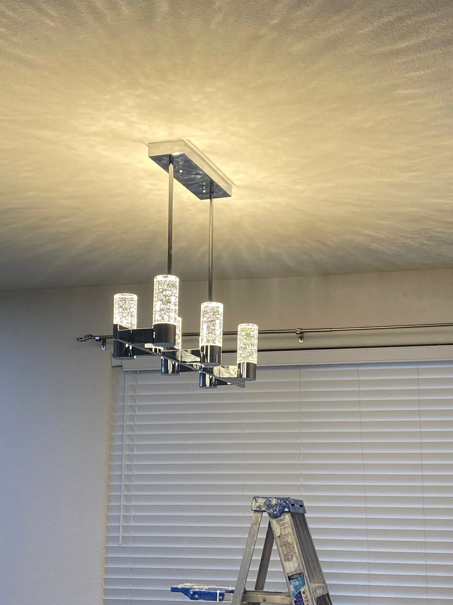 Pendant chandelier with crystal accents installed in Vallejo