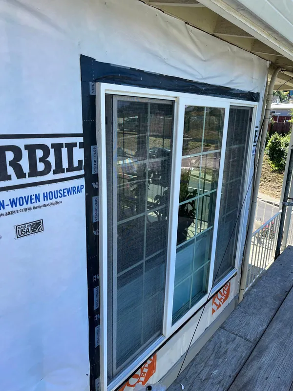 New sliding window wrapped and flashed in Vallejo