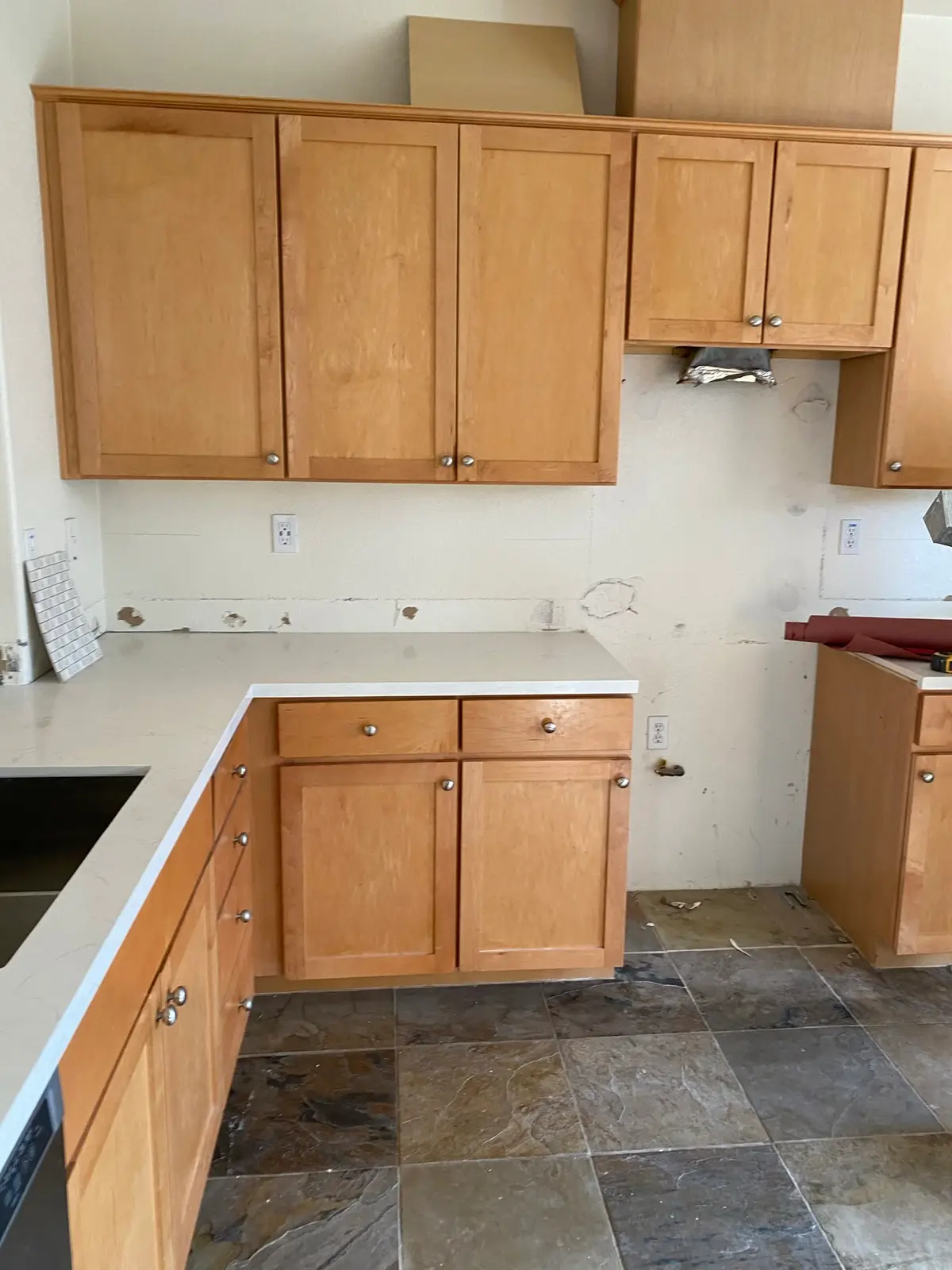 General contracting in Vallejo: kitchen mid-remodel with new quartz counter