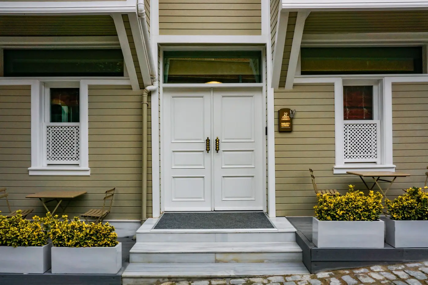 Door installation in Vallejo: white double entry doors with clean trim